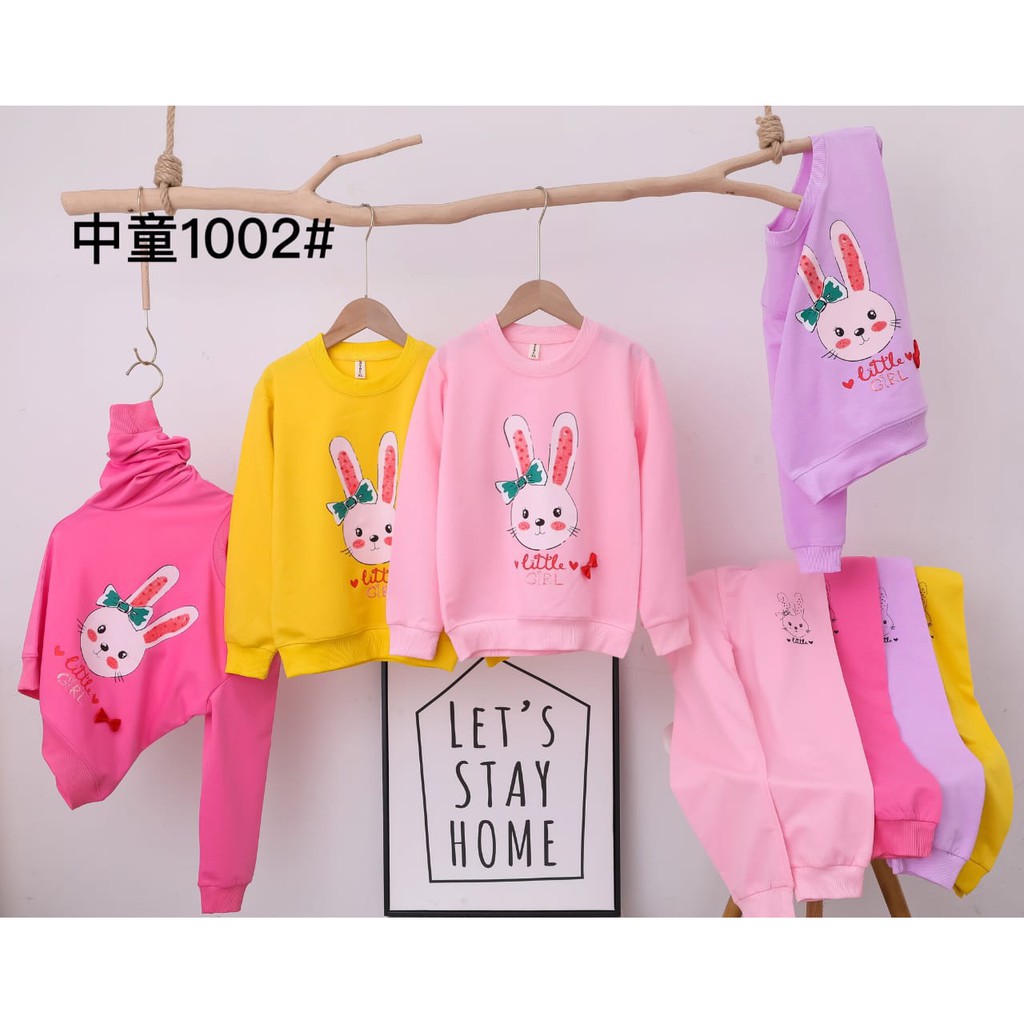 Setelan Sweater Anak Perempuan Usia 5 - 8 Tahun Motif Sablon Import Original | Stelan Switer cewek