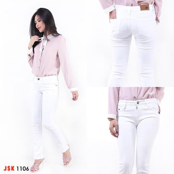 YUK BELI CELANA PANJANG CUTBRAY JEANS WANITA PUTIH BIG SIZE JUMBO JSK JEANS - PUTIH, 28