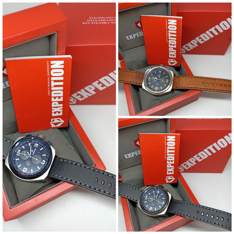 Jam Tangan Pria Expedition 6356 E 6356 E6356 Sport Tali kulit