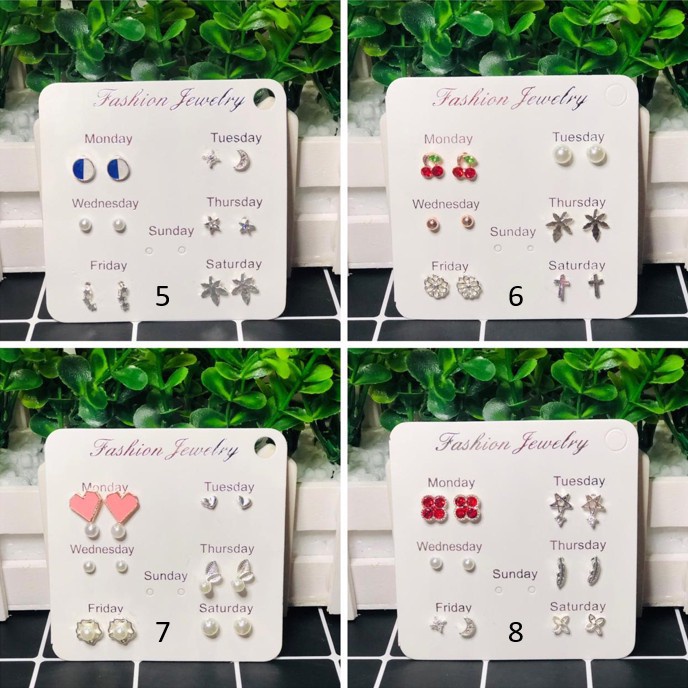 ANTING TUSUK 6 PASANG ANTING SIMPLE GAYA KOREA UNTUK WANITA PERHIASAN WANITA