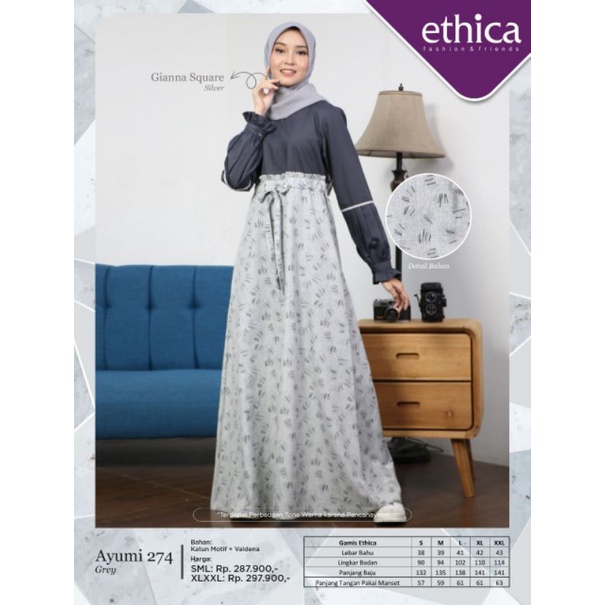 GAMIS ETHICA || GAMIS AYUMI 274 GREY || AYUMI 274 SAND || GAMIS MOTIF BUNGA || GAMIS CANTIK || GAMIS