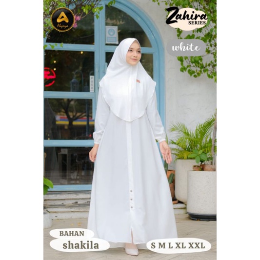 Gamis Putih Set Khimar Syar'i Mewah Original Zahira Series by Abysya
