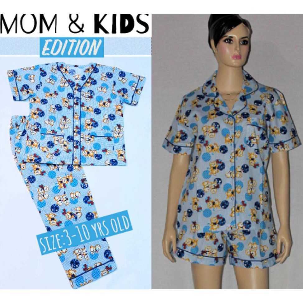 JUAL BAJU TIDUR COUPLE MOM N KIDS BEAR N BALL LGN PDK CLN SEKSI BLUE PROMO