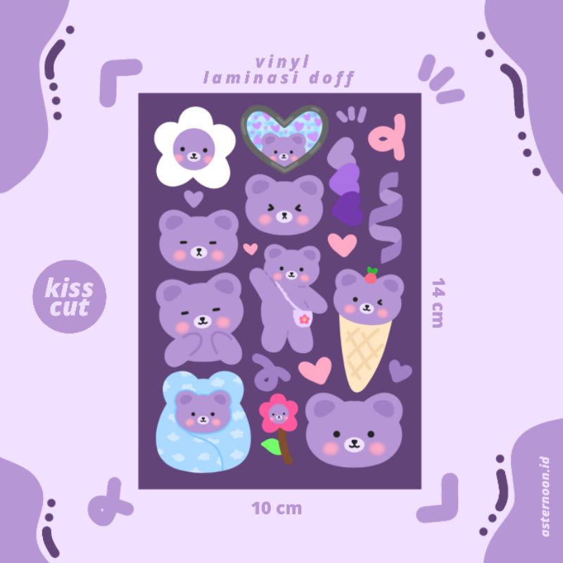 

Stiker Beruang Ungu Purple Bear Deco Sticker by asternoon.id