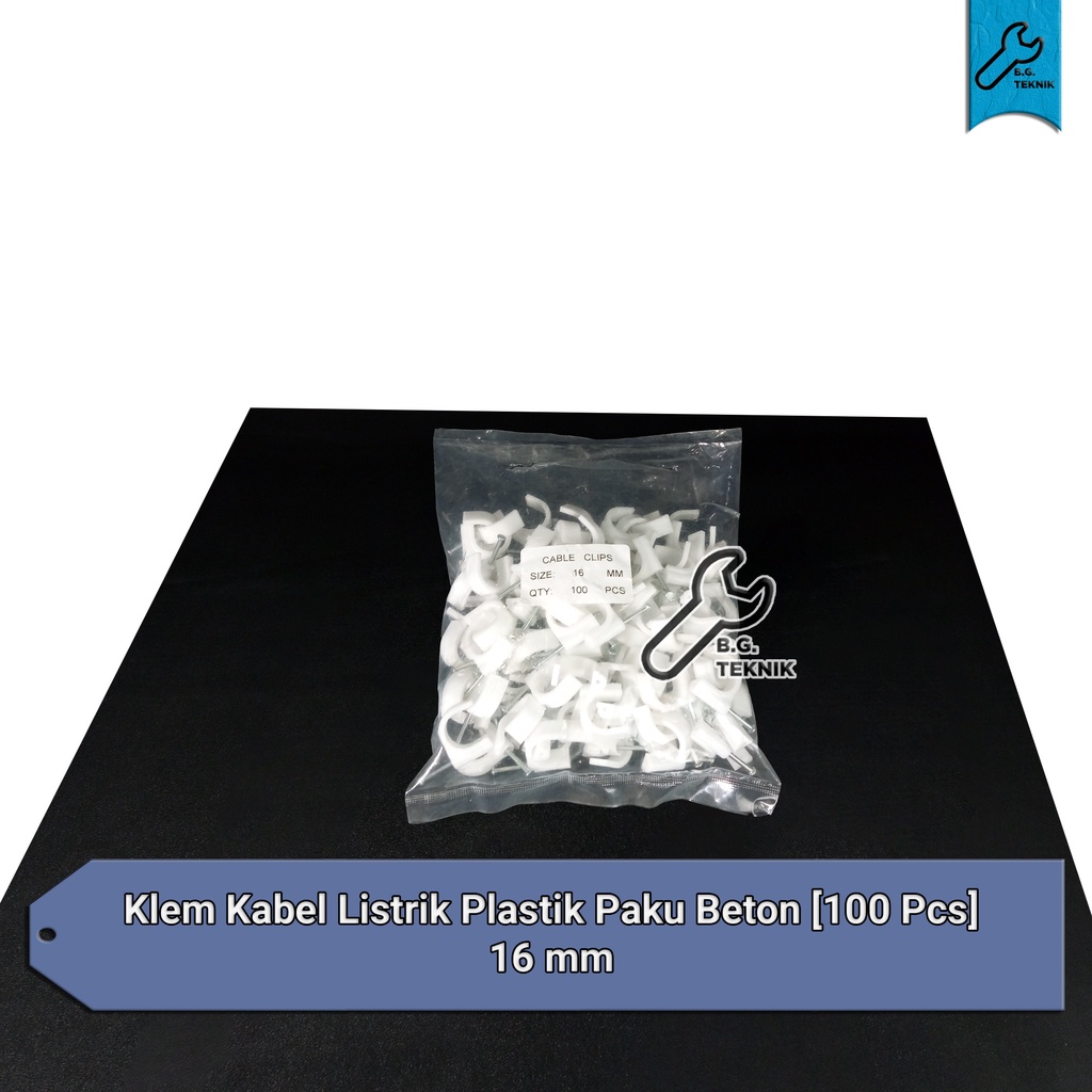 [100 PCS] Klem Kabel Listrik Plastik Paku Beton / Cable Clips 10,12,14,16,18 MM