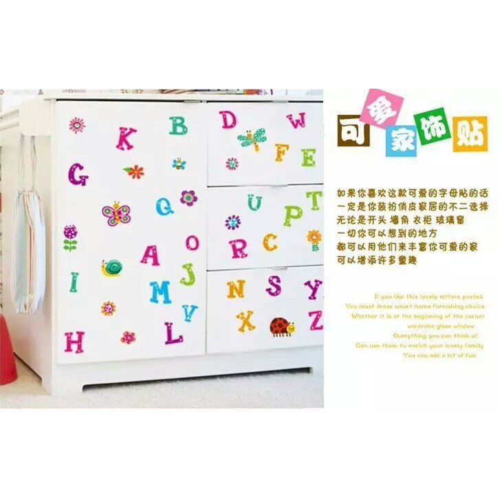 RELIZA Wall Sticker / Stiker Dinding STUDY ALPABETH HURUF ANAK KIDS BELAJAR JM8321