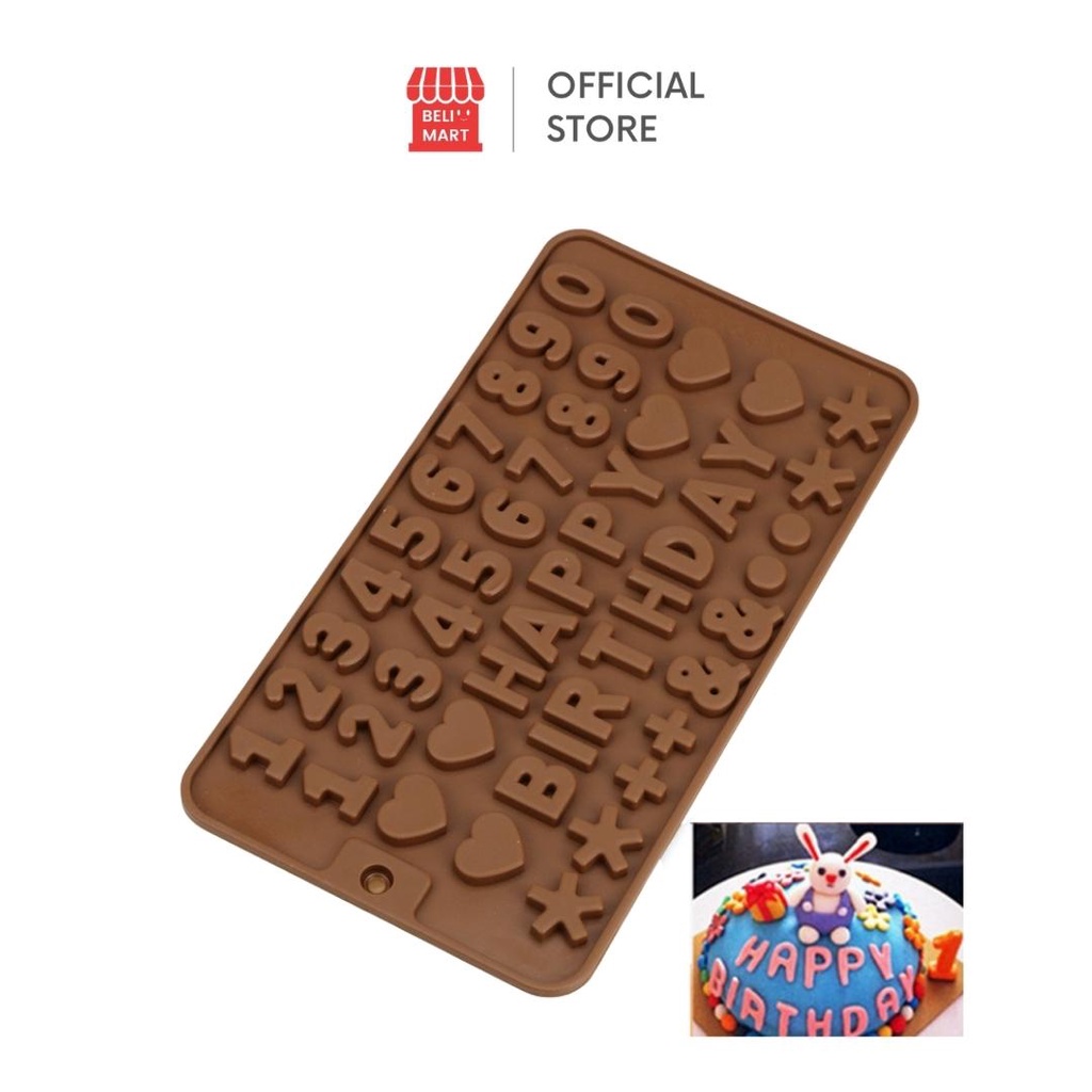 [BELIMART] Silicone Mold Food Grade Motif Alphabet Number | Cetakan Silikon Happy Birthday Simbol Abjad Nomor Makanan Resin Sabun Clay Coklat Fondant