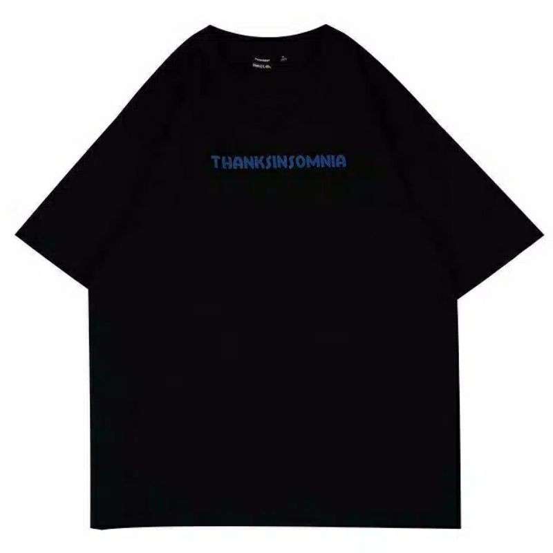 Tshirt Kaos thanksinsomnia SMILEY FLOWER black