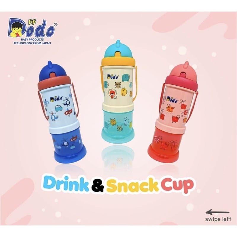 BOTOL MINUM DODO DRINK DAN TEMPAT SNACK TEMPAT AIR 2IN1 ANAK ANAK