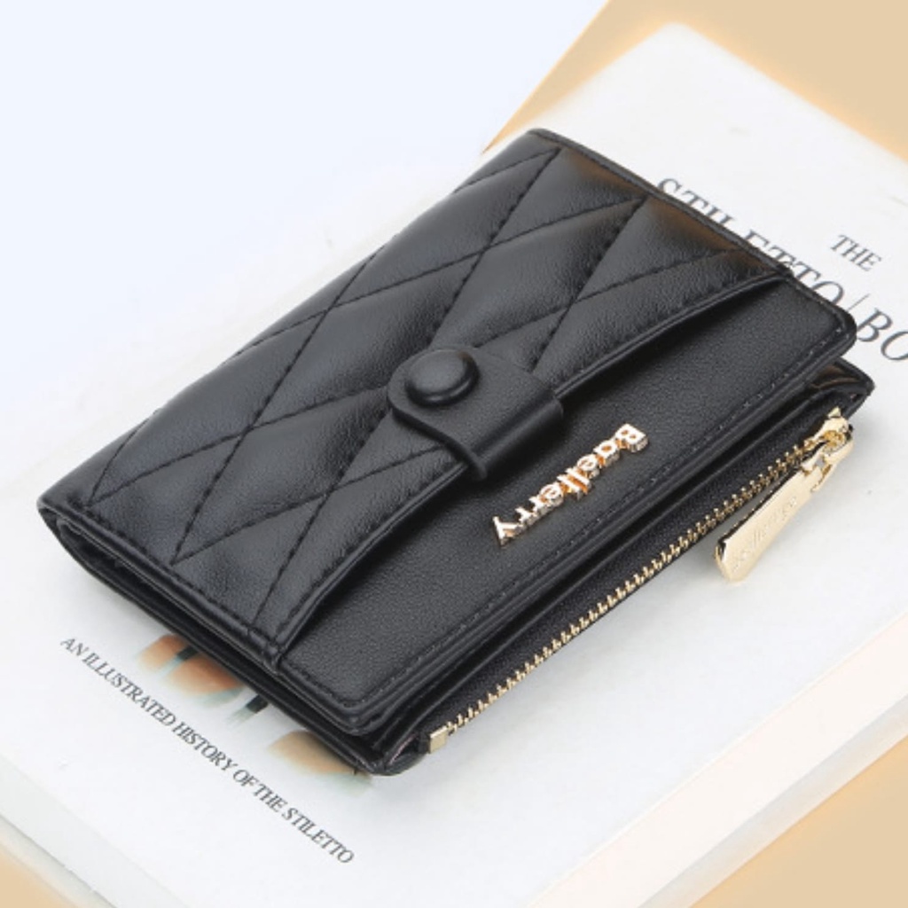 DOMPET LIPAT KECIL WANITA IMPORT BAELLERRY ORIGINAL BRANDED KULIT HITAM SEVILLA WA486B5 PREMIUM PENDEK KOREA MINI SLOT KARTU KOIN SIMPLE REMAJA KEKINIAN CEWEK MURAH TIPIS LUCU BATAM