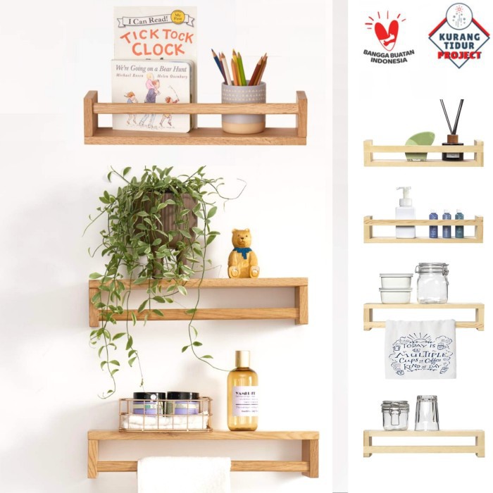 Rak Dinding Serbaguna Rak Bumbu Rak Buku Rak Dapur Kayu Pinus
