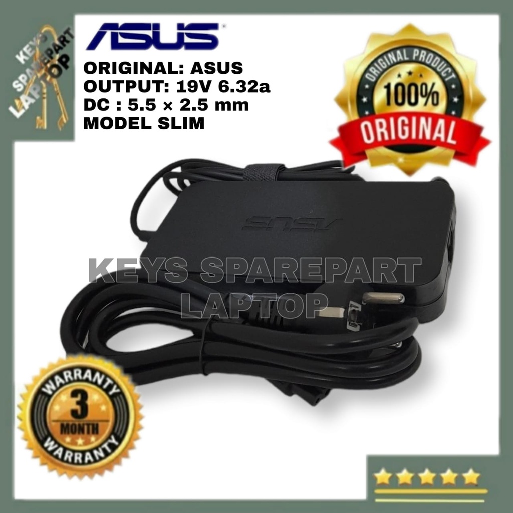 adaptor charger casan laptop asus Gaming 5.5 2.5 6.32a a 19v G55 G55VW G46VW G70 G75 G75V X550IU X550IK X550I X550WE  X550V X550VX rog tuf Original