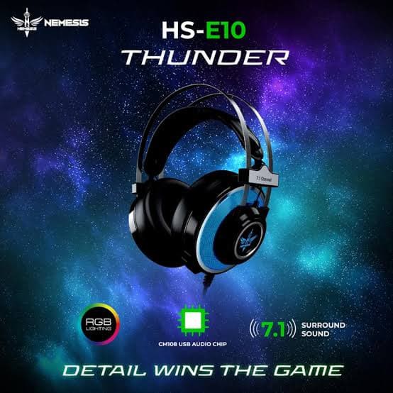 Nyk Headset Gaming Thunder HS-E10 RGB Surround Sound 7.1