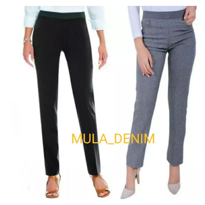 Celana Kantor Wanita Pinggang Karet//celana kerja wanita pinggang karet