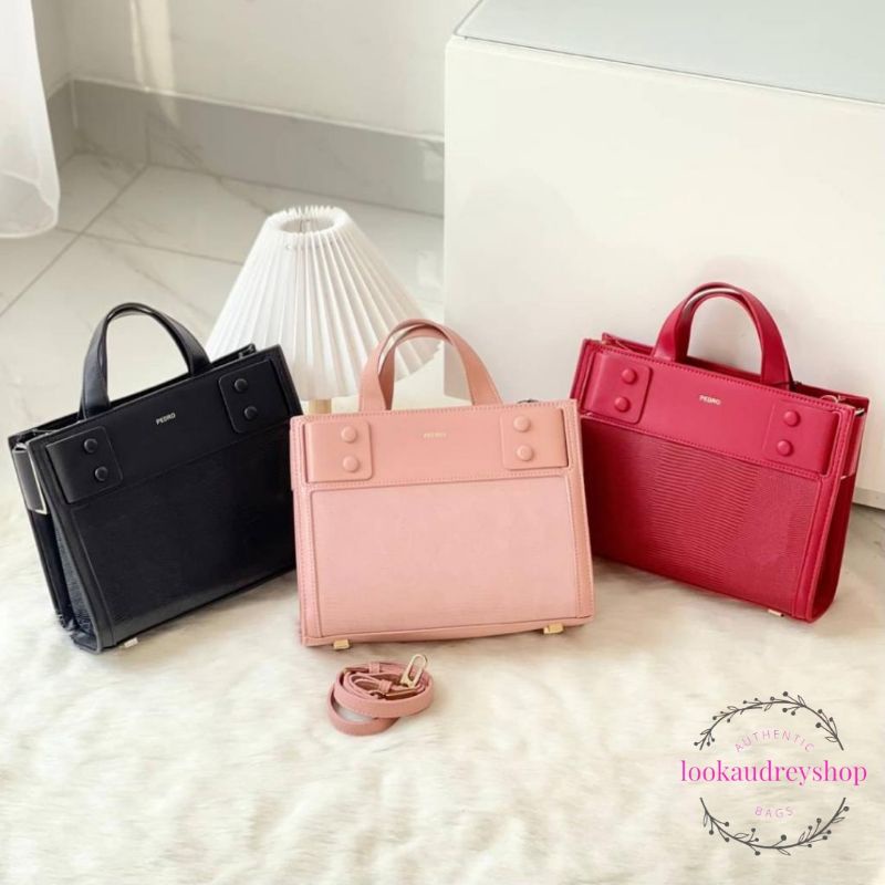 [100% ORIGINAL] PEDRO Lizard Effect Leather Top Handle Bag | Tas Pedro | Tas Wanita | Tas Selempang 