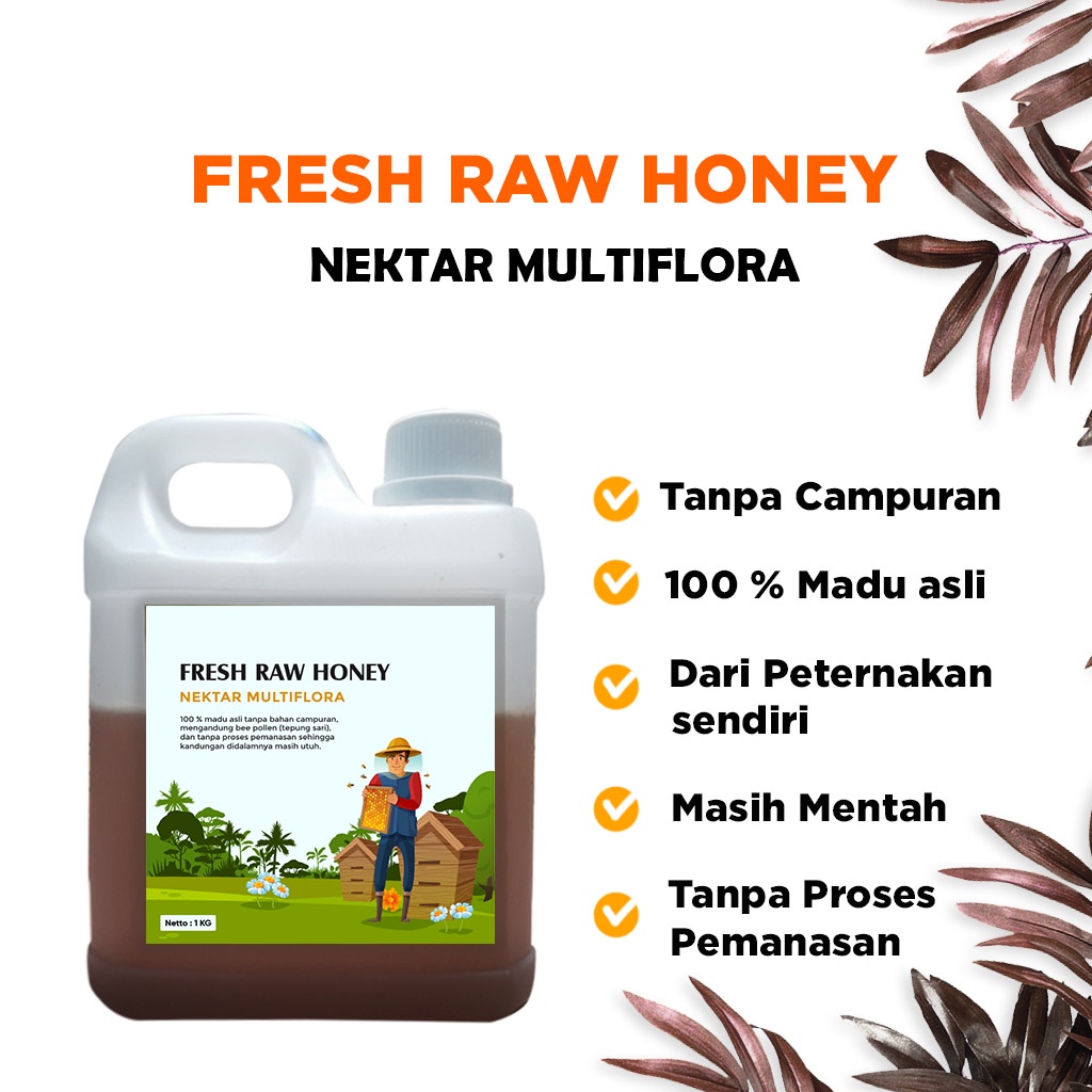 Madu Murni Asli Nektar Bunga Multiflora 1 Kg 100% Alami Tanpa Campuran