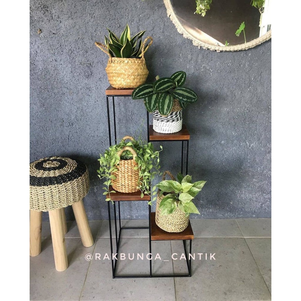 RAK BUNGA STANDING POT MINIMALIS SUSUN BESI RAK BUNGA KAYU GANTUNG RAK DINDING RAK BUNGA SHABBY R03