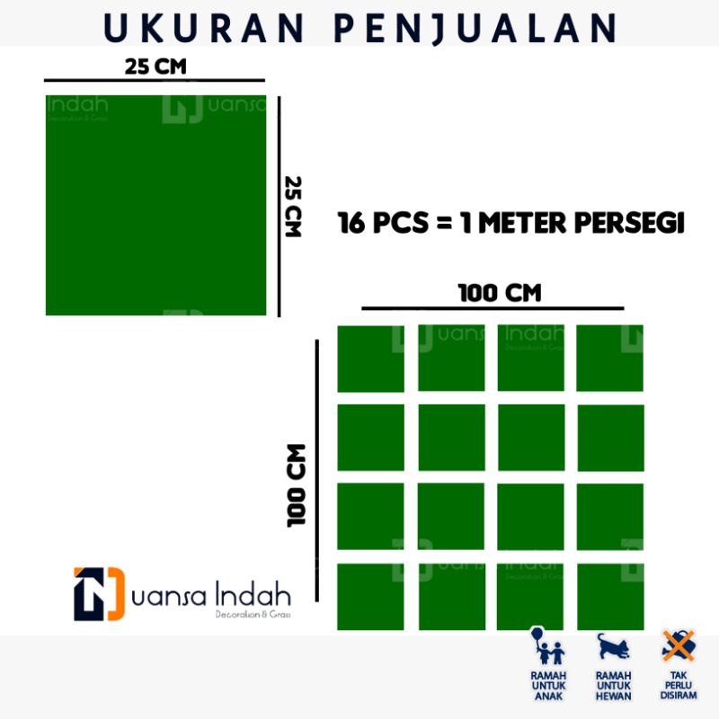 RUMPUT SINTETIS SWISS STANDAR UKURAN 25x25 CM