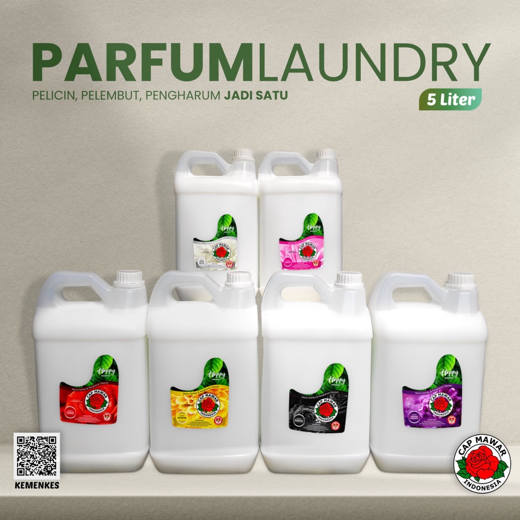 Parfum Laundry Happy Laundry 5 Liter Antibacterial Perfume - IZIN KEMENKES