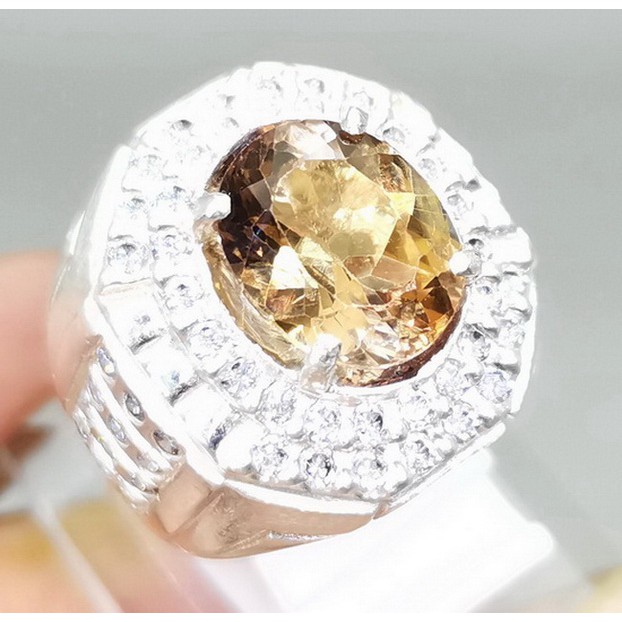 CINCIN BATU PERMATA YELLOW TOPAZ KUNING BAGUS ASLI