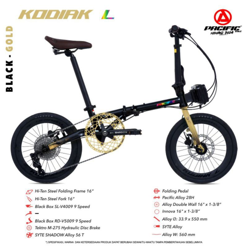 Sepeda lipat 16 pacific kodiak L hidraulic 9 speed