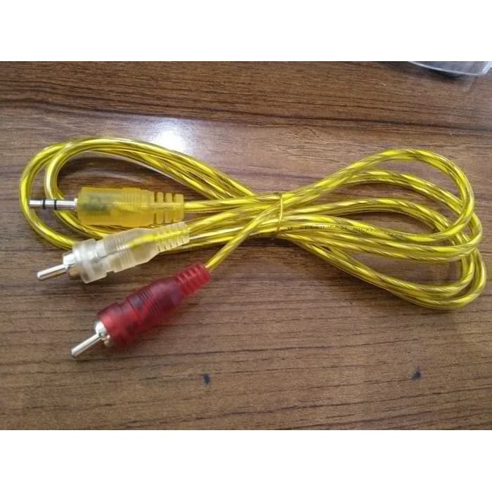 Kabel Audio aux  2 rca to mini stereo Keluar 1 merk INTRACOM 2 1 sambungan dari hp ke salon 3.5mm ka