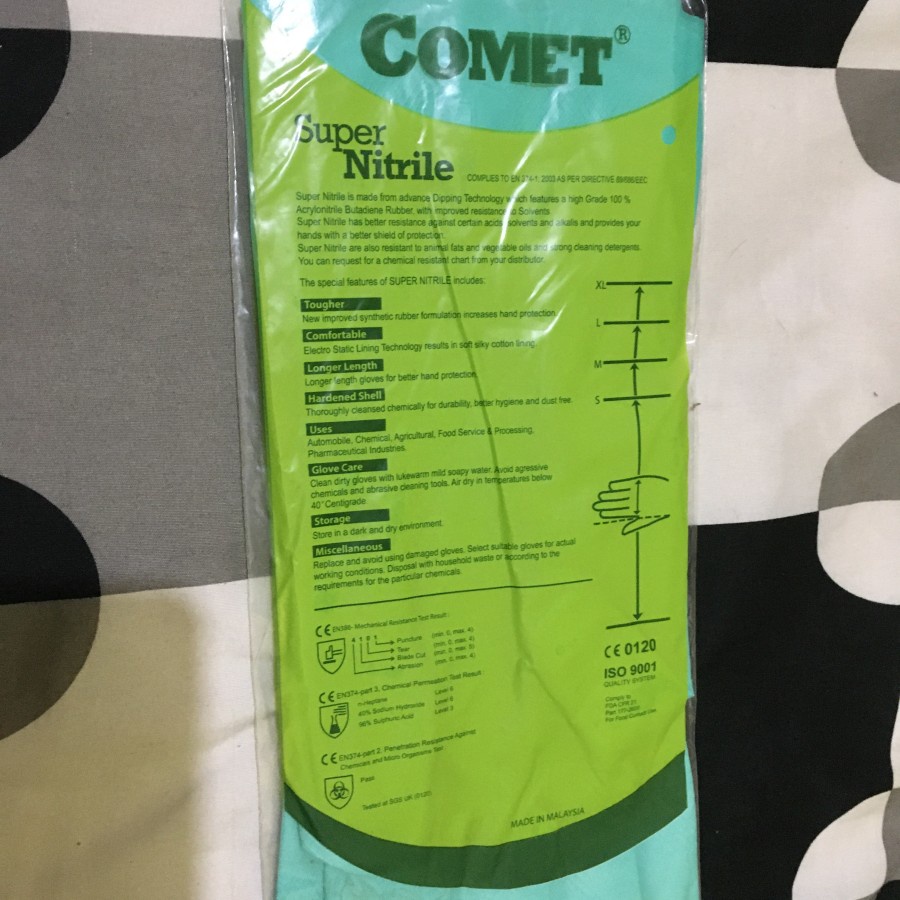 Sarung tangan karet super nitrile comet-hijau ,M,