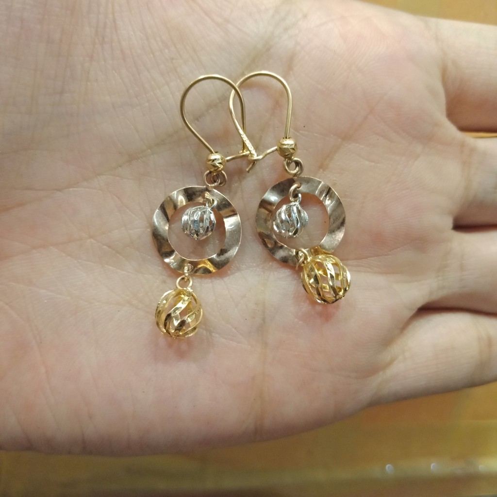  Anting  emas asli kadar 700 70 22k 2 dua g gr gram gantung 