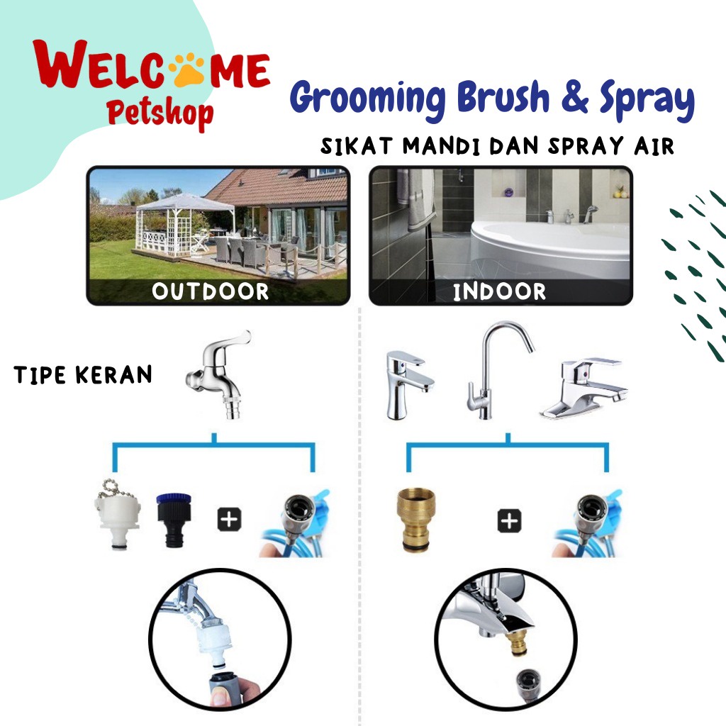 Grooming Brush Spray Air Alat Mandi Bulu Sisir Sikat Anjing Kucing