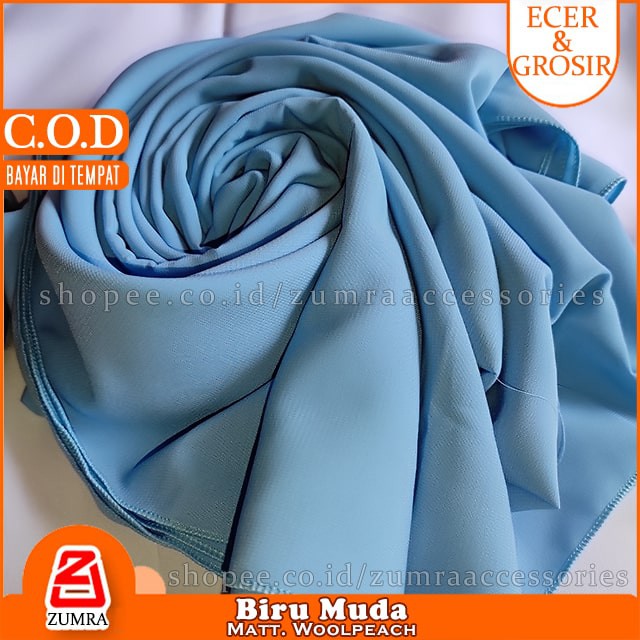 PROMO!!! Jilbab Syari Jumbo Segiempat Woolpeach Square 150 x 150 cm by zumra-BiruMuda