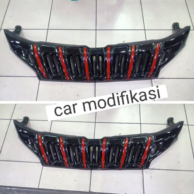 grill Apollo Xpander hitam glossy Lis merah grill Xpander model Apollo Hitam Glossy Lis merah