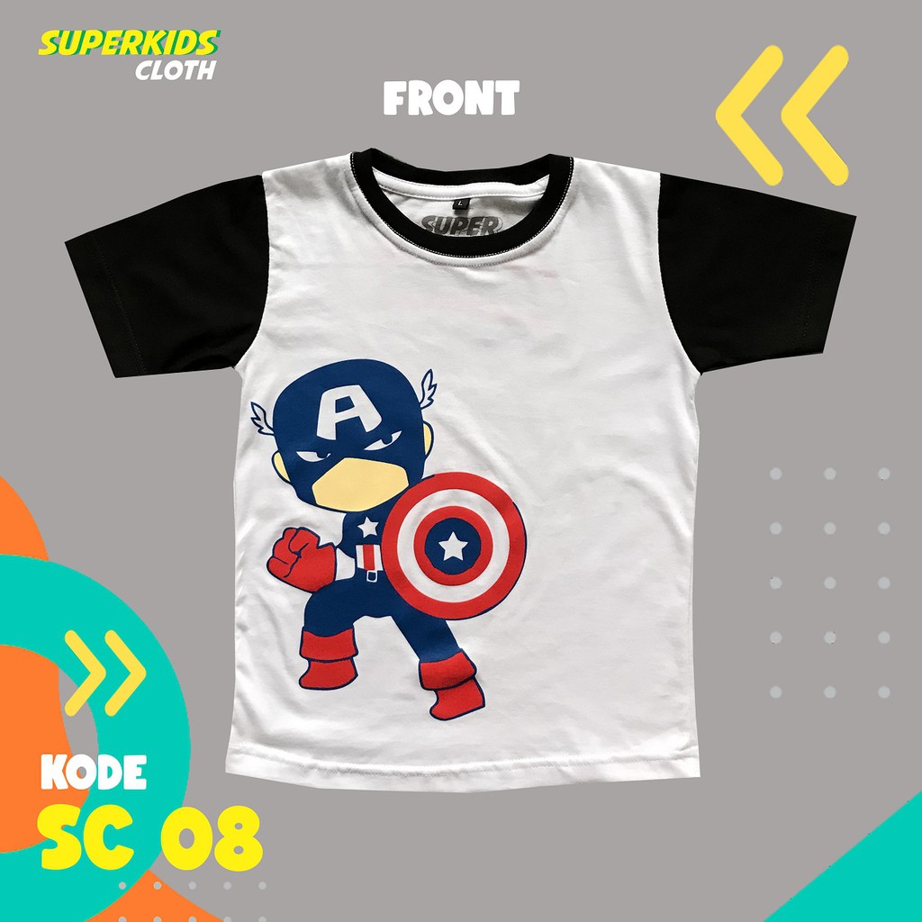 KAOS ANAK LAKI LAKI TERMURAH ECER GROSIR SUPERKIDS CLOTH SUPERHERO 1 - 11 TAHUN