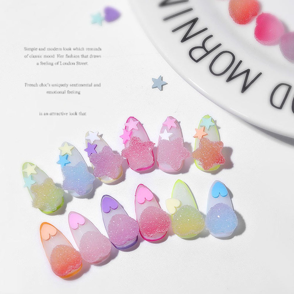Mxbeauty Hiasan Kuku 3d Bentuk Hati / Bintang Bahan Akrilik Untuk Nail Art / Manicure Diy