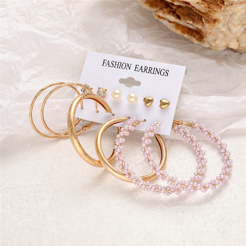 IFYOU Elegant Fashion Pearl Earrings Set Ladies Luxury Gold Earrings Women Jewelry Accessories