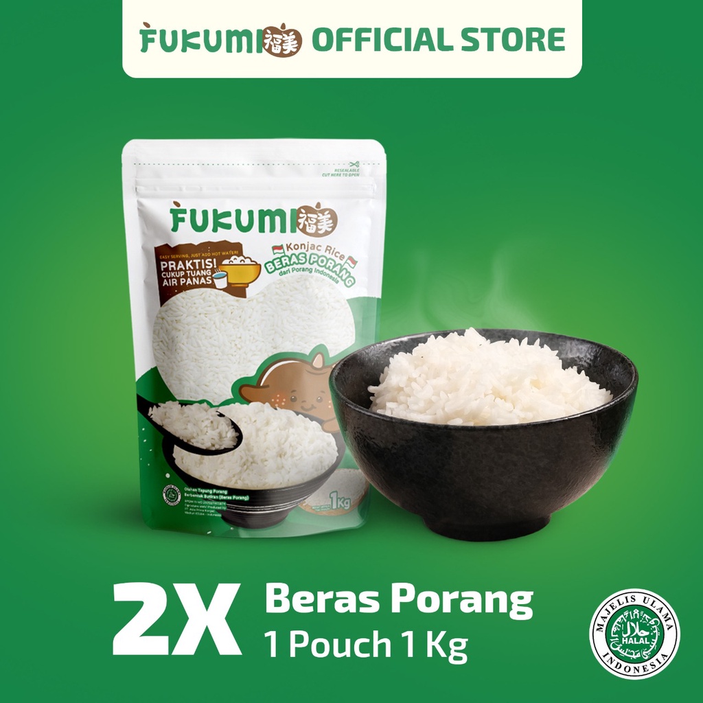 

FUKUMI Beras Porang 2 Pouch 1 KG - Shirataki Rice