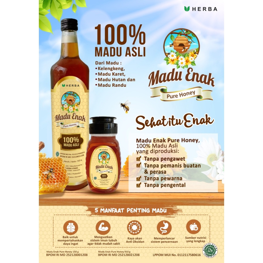 

MADU ENAK PURE HONEY MADU HERBA ASLI 910 GR
