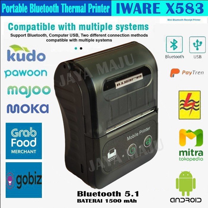 MINI PRINTER THERMAL BATERAI BLUETOOTH EPPOS EPX583 X583 EPX 583 5811 5809 EP-X583 EP5809 ZJ5809