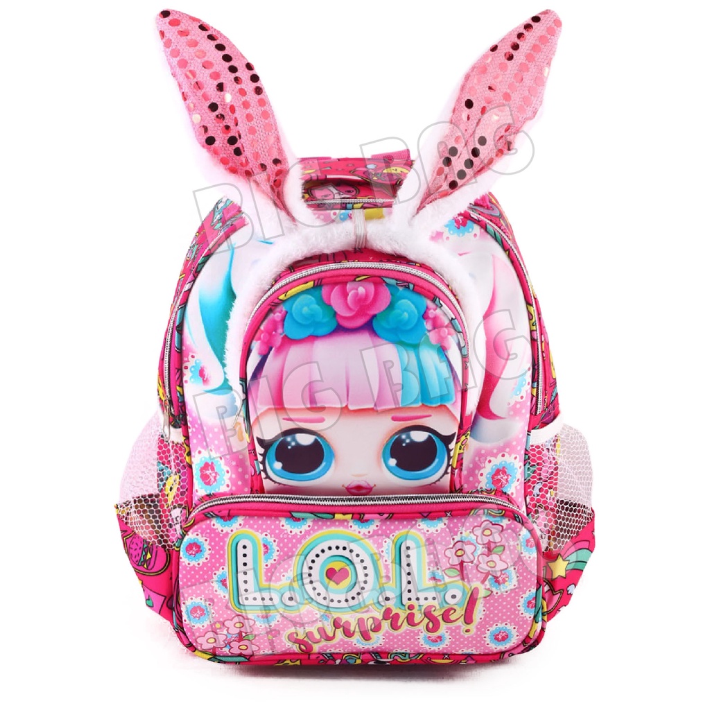 RTM - Tas Ransel Anak Perempuan Karakter Bunny - LOL SURPRISE + Bando / LOL SURPRISE + TOPENG