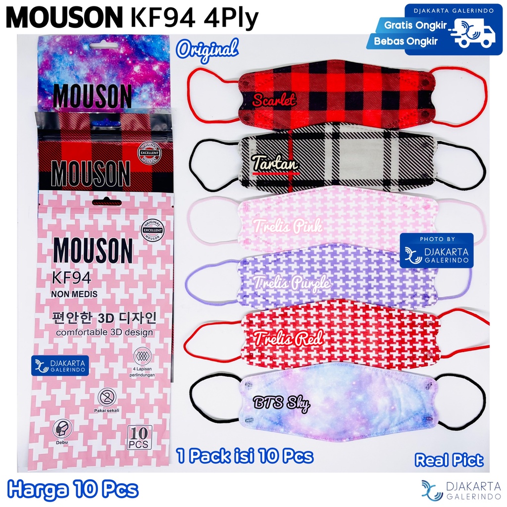 Masker KF94 MOUSON 4Ply Motif Original isi 10Pcs