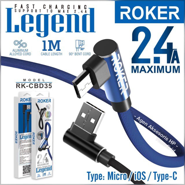 Kabel Data Gamer iPhone 6 ROKER LEGEND 2.4A FAST CHARGING Kabel Charger Lightning Kabel Casan iPad M