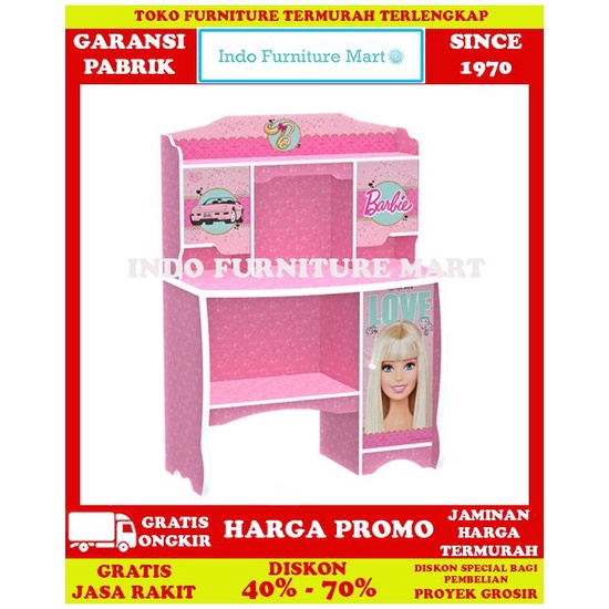 Meja Belajar Anak Minimalis Apanel Barbie Pink New Motif