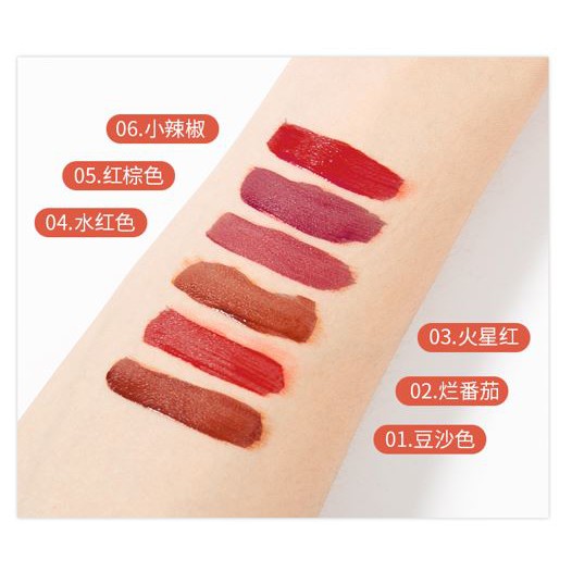 Lameila Lip Glaze Tahan Air Sweat Proof Anti Lengket 6 Warna New 1046