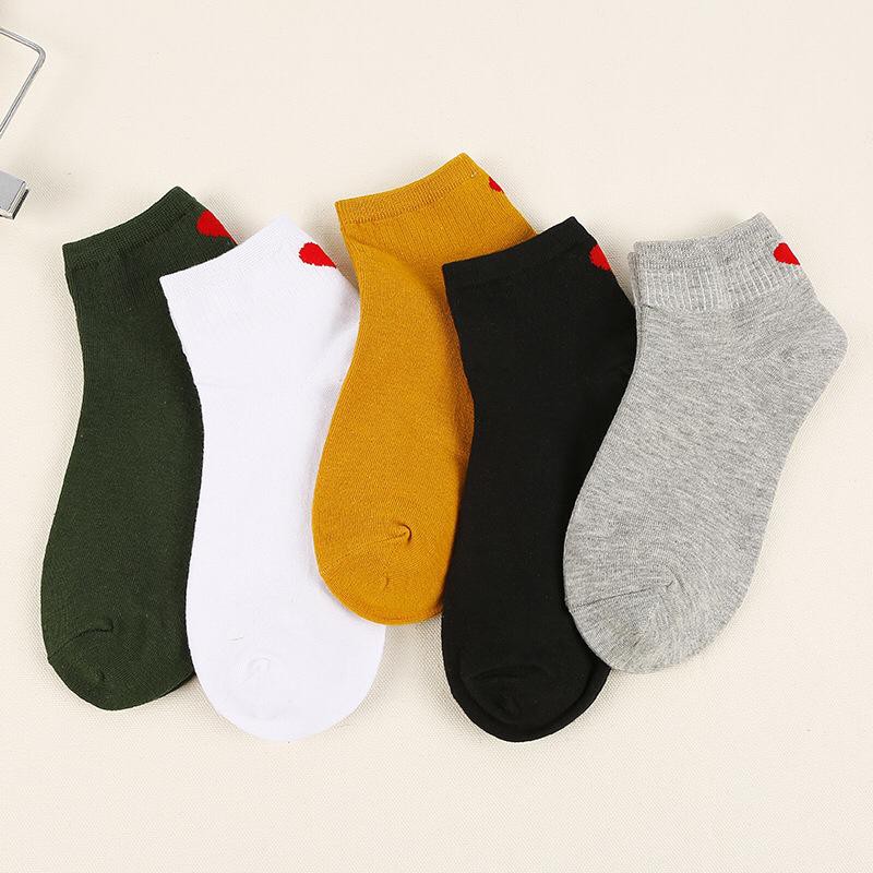 INDOMINI Kaos Kaki Motif Polos love Pendek Ankle Cute Socks Fashion Wanita Korea Import Murah R138 K019