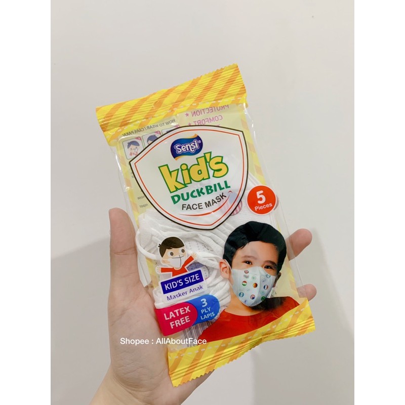 Masker Sensi Kids Duckbill Anak Sachet Isi 5 3Ply-Duck Bill | MASKER SENSI DUCKBILL ANAK SACHET