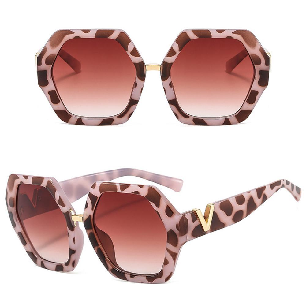 R-flower Wanita Oversized Sunglasses Retro Fashion Tidak Teratur Nuansa Matahari