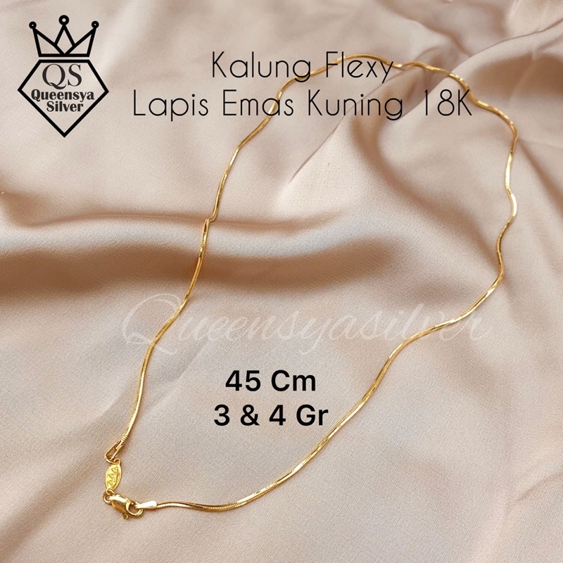 Kalung Perak Wanita KASANDRA FLEXI Lapis Emas Kuning Asli Silver 925