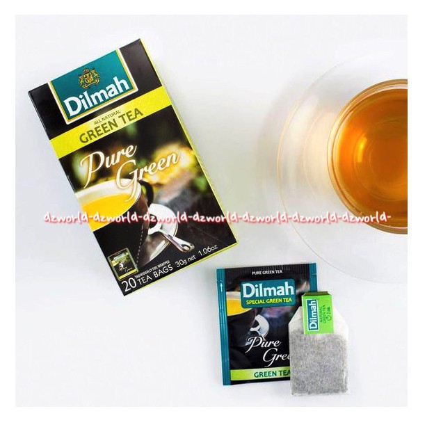 Dilmah Pure Green Tea Teh Celup 20 Tea Bags Teh Hijau Celup