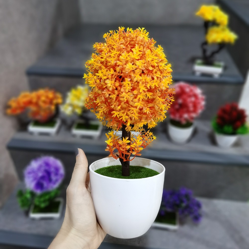 Artificial Flower Pot Bunga Plastik Pot Bunga Hiasan Pohon Buatan Dekorasi Rumah Motif GrassBall