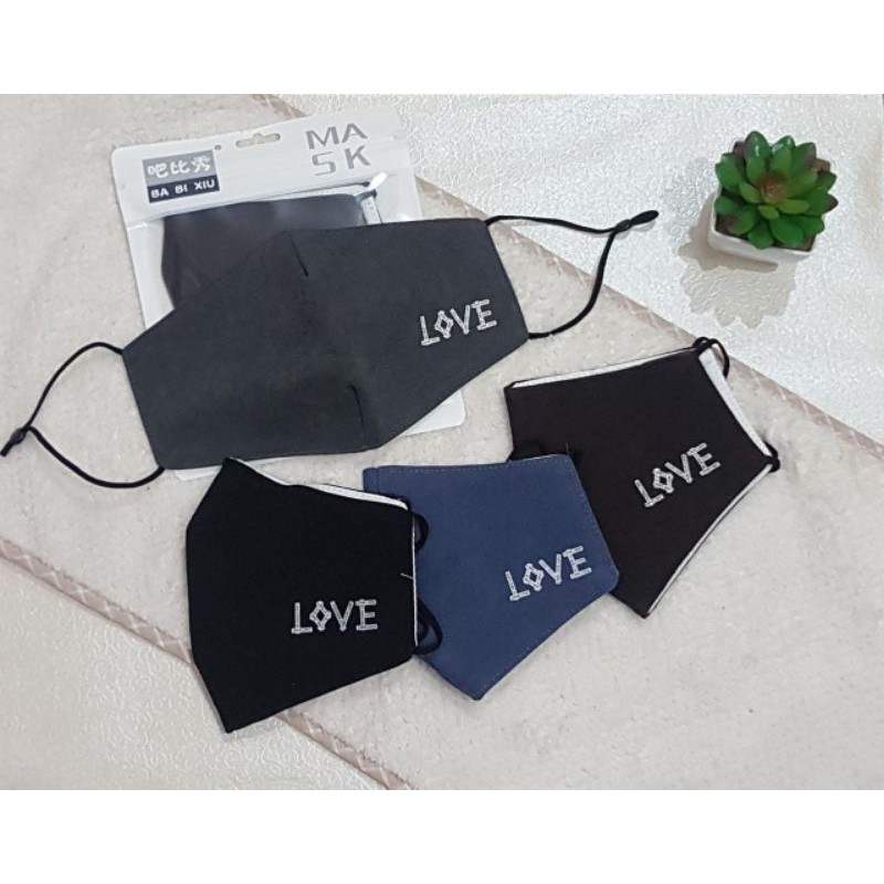 Masker Mulut Dewasa Import Motif LOVE High Quality