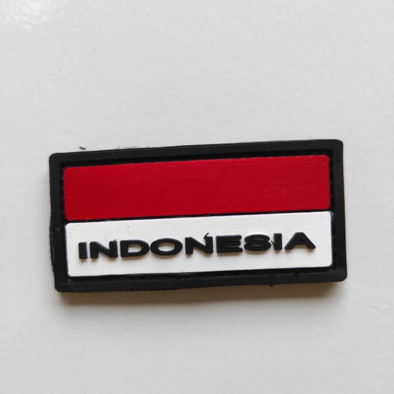 PATCH RUBBER SATU SET LOGO GARUDA KOTAK DASAR MERAH+BENDERA KECIL/TEMPELAN EMBLEM KARET VELCRO